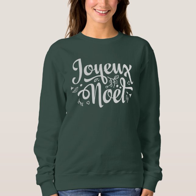 Joyeux Noel Red Fransk God jul T Shirt (Framsida)