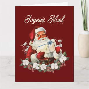 Joyeux Noel Red Vintage Santa Santa Santa Kort
