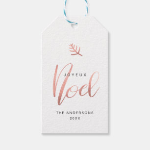 Joyeux Noel rosa guld- modern helgdagMinimalist Presentetikett