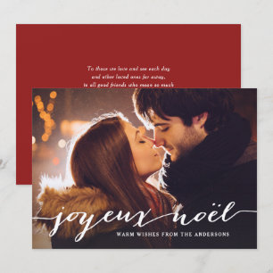 Joyeux Noël Rustic Script-julfoto Julkort