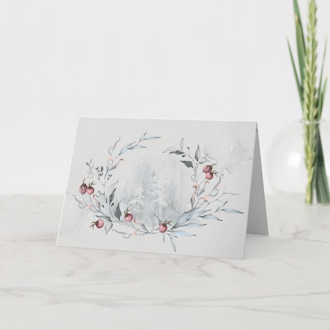 Joyeux Noël Rustic Woodsy Watercolor Watercolor Kort (Framsida)