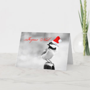 Joyeux Noel Santa Chickadee Helgkort
