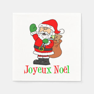 Joyeux Noel Santa Fransk jul Napkins Pappersservett