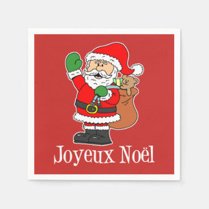 Joyeux Noel Santa Fransk jul (ON RED) Pappersservett