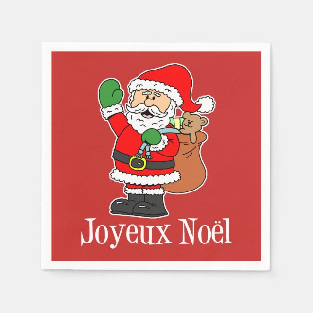 Joyeux Noel Santa Fransk jul (ON RED) Pappersservett (Framsidan)