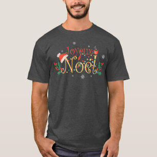 Joyeux Noel Santa Hat Coffee Tea Snöflingor T Shirt