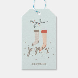 Joyeux Noel Scandinavian Stocking jul Presentetikett