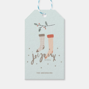 Joyeux Noel Scandinavian Stocking jul  Presentetikett