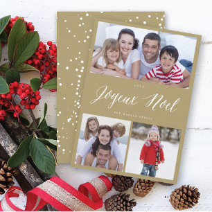 Joyeux Noel Script 3 Photo Collage jul Julkort