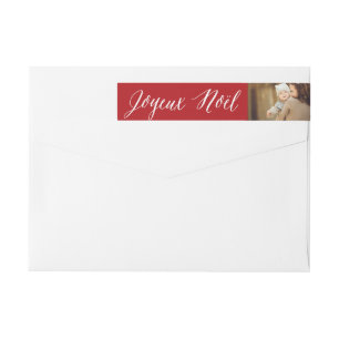 Joyeux Noel Script Photo Jul Returadress Etikettband