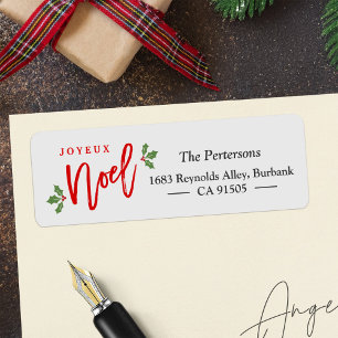 Joyeux Noel Script Simple Chic God jul Returadress Etikett