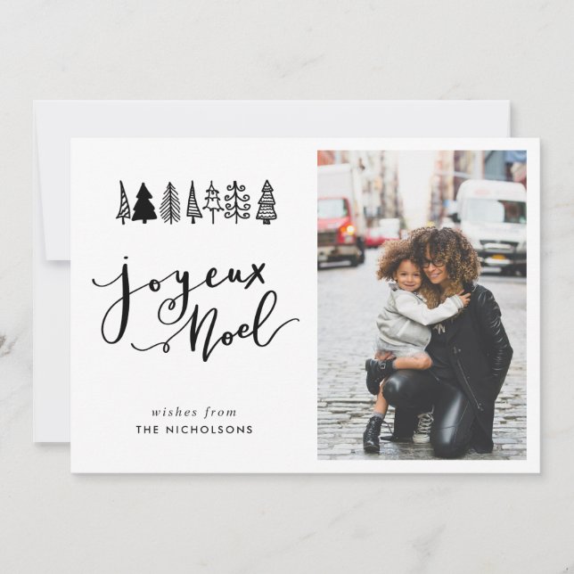 Joyeux Noel Simple Script-julfoto Julkort (Framsida)