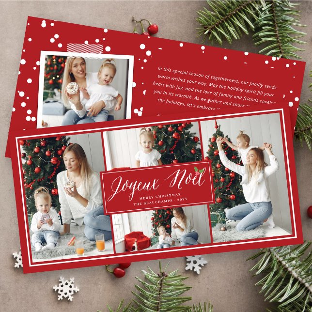 Joyeux Noel Simple Script Modern 4 Photo Jul Julkort (Skapare uppladdad)