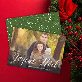Joyeux Noel Simple White Script Julfoto Julkort