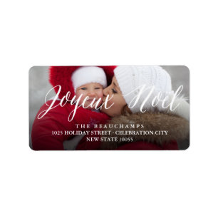 Joyeux Noel skrivar fotojuladressetiketter Adressetikett