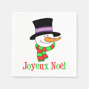 Joyeux Noel Snögubbe Fransk jul Napkins Pappersservett
