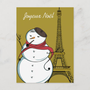 Joyeux Noël snögubbe Helg Vykort