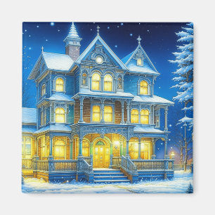 Joyeux Noël Söt Blue julhus Magnet