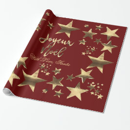 Joyeux Noël Stars Red Guld Elegant jul Presentpapper
