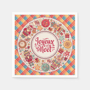 Joyeux Noel Traditional folkart Fransk jul Pappersservett