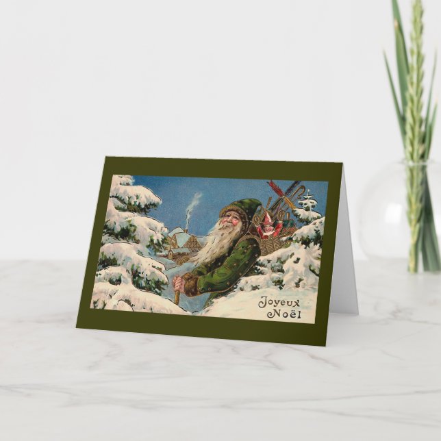 "Joyeux Noel" vintagejulkort ", Helgkort (Framsida)