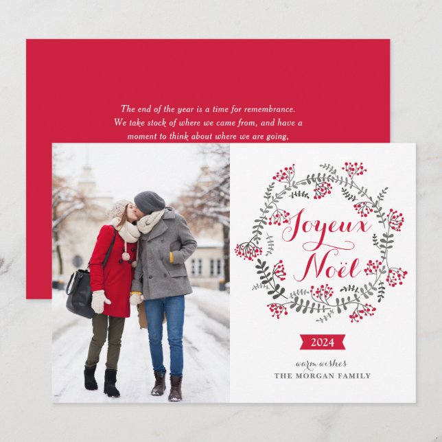 Joyeux Noël Winterbär God Jul Foto Julkort (Fram/baksida)