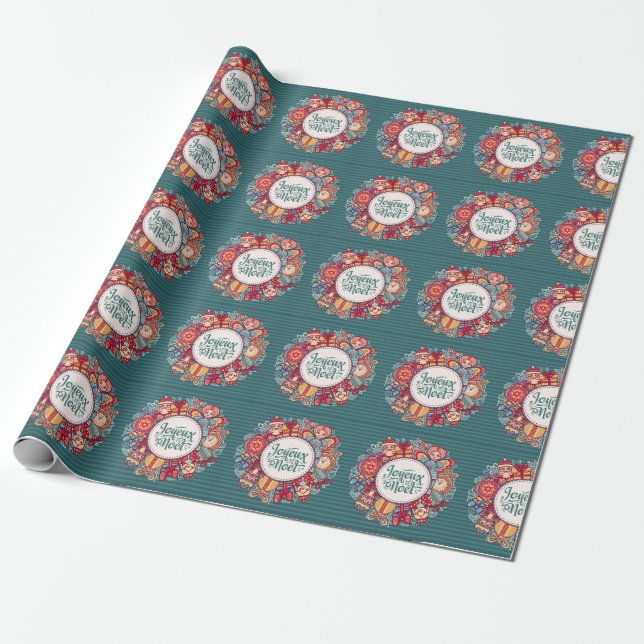 Joyeux Noel Wrapping Papper Presentpapper (Utrullad)
