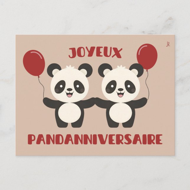 Joyeux pandanniversaire - jeu de mots anniversaire vykort (Framsida)