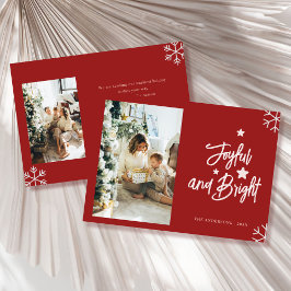  joyful and bright family photo christmas Card Julkort
