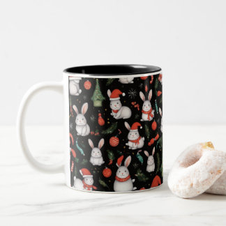 Joyful and festive Christmas bunny mug Två-Tonad Mugg