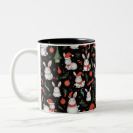 Joyful and festive Christmas bunny mug Två-Tonad Mugg