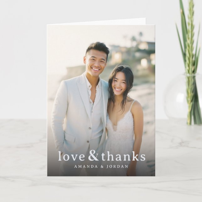 Joyful Beige Elegant Photo Tack Kort (Framsida)