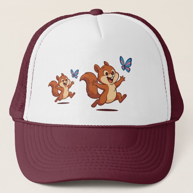 Joyful Chase – Happy Squirrel & Butterfly Keps (Framsida)