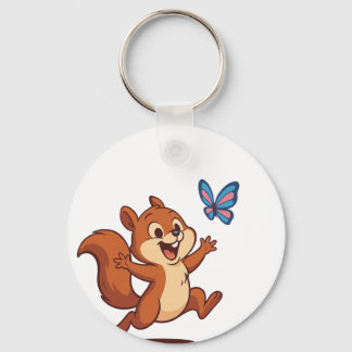 Joyful Chase – Happy Squirrel & Butterfly Nyckelring