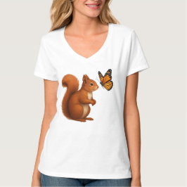 Joyful Chase – Happy Squirrel & Butterfly T Shirt