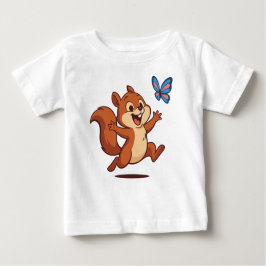 Joyful Chase – Happy Squirrel & Butterfly T Shirt