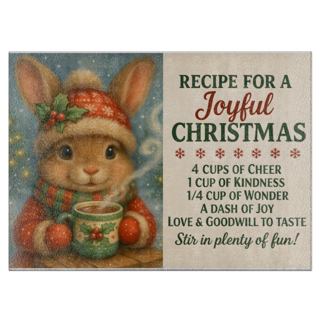 Joyful Christmas Bunny Cutting Board (Framsidan)