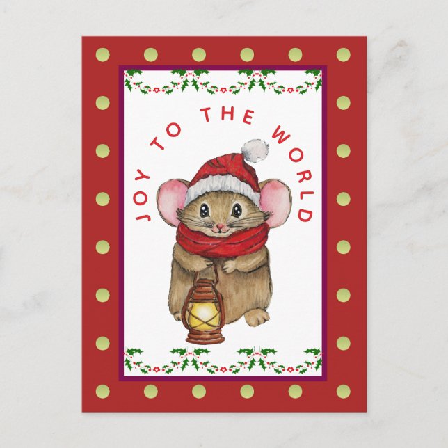 Joyful Christmas mouse greeting card Helg Vykort (Framsida)
