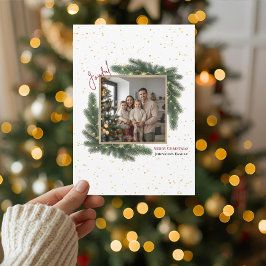 Joyful Christmas Personalized Family Photo Holiday Julkort
