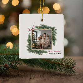 Joyful Christmas Personalized Family Photo Julgransprydnad Keramik