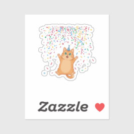 Joyful Confetti Party Cat Colorful New Year Klistermärken
