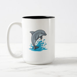 Joyful Dolphin Splash - Mug Två-Tonad Mugg