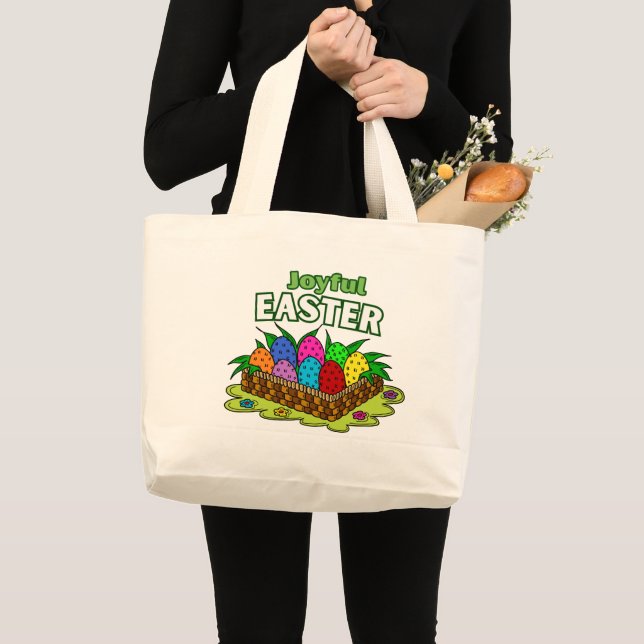 Joyful Easter -Easter Tote Bag Jumbo Tygkasse (Framsida (produkt))