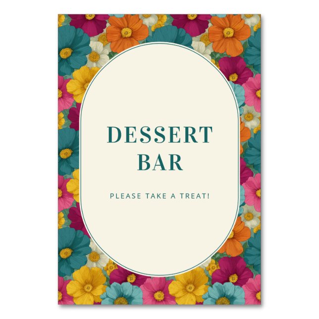 Joyful Floral Dessert Bar Sign Bordsnummer (Framsidan)