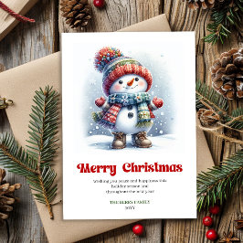 Joyful funny snowman minimalist holiday greeting julkort
