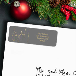 JOYFUL Gold and Gray Christmas Return Address Returadress Etikett