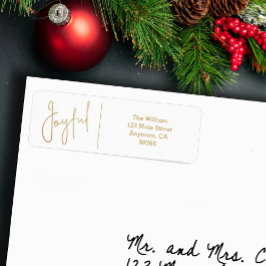 JOYFUL Gold and White Christmas Return Address Returadress Etikett