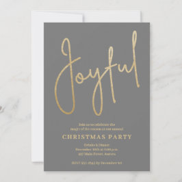 JOYFUL Gold Faux Foil on Green Christmas Party Inbjudningar