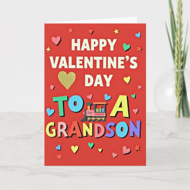 Joyful Grandson Valentines Day Card Kort (Framsida)