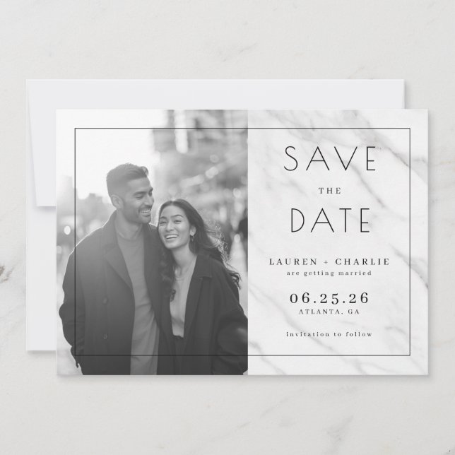 Joyful Grayscale Modern Photo Spara Datumet (Framsida)